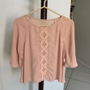 Nude Pink Embroidered Sleeved Shirt